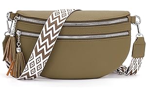 LANXINGLUO bolso riñonera mujer bolso bandolera mujer Con compartimento para tarjetas de crédito y 2 correas para el hombro verde grisáceo