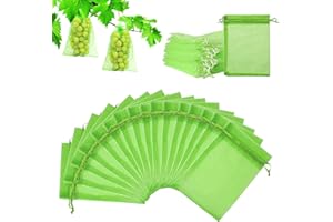 SAMSYOKI 100 pièces Sac de Protection des grappes de Raisin, 30x20cm Sac de Protection Fruits, Sac Organza avec Cordon pour Protection Jardin et protéger Contre Les guêpes, Oiseaux