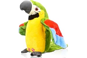 CREJOHY Talking Parrot Toy Mimicry Parrot - Singing, Waving Wings, Voice Recording Repeat What You Say Plush Interactive Sensory Like Talking Cactus Toys Birthday Gifts for Boys Girls Kids (Green)