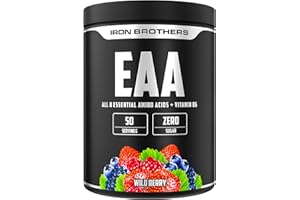 ‎IRON BROTHERS EAA Zero von IRON BROTHERS – 500g – Waldbeere – Vegan & Zuckerfrei, Alle 8 Essentiellen Aminosäuren Pulver im 8 Pattern Human Code Verhältnis + Vitamin B6 ohne Nachgeschmack (Wild Berry)