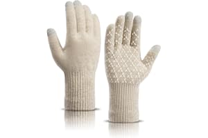 Xnova Guantes Termicos Invierno Hombre Mujer Cálidos, Guantes Lana de Punto Pantalla Tactiles Antideslizantes para Trabajar Correr Ciclismo Conducir Aire Libre Frio