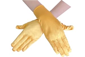 AUSUAYA Gants d'opéra courts en satin pour femme, longueur poignet des années 1920, gants de mariée pour soirée, danse, fête, église, mariage GB-WG-S-G1