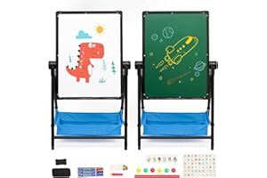 Ark miido Tableau Blanc Double Face pour Enfant Tableau Blanc et Tableau à Craie magnétique avec kit Complet réglable en Hauteur et Rotation à 360°