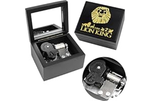 Sinzyo Music Box Carved Wood Wind Up Musical Box Gift for Christmas,Birthday,Valentine's Day(Black Box,Tune : The lion sleep tonight)