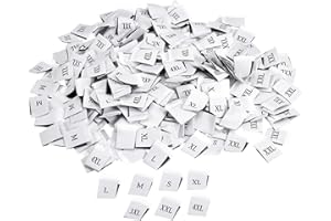 sourcing map Clothing Sewing Size Label, S/M/L/XL/XXL/3XL/4XL Embroidered Label White for Clothes Garment, Pack of 350