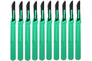 CLABMROEC Scalpel jetable stérile taille 10 bistouris medical pour le dermaplaning chirurgical,Pédicure,Couteaux et scalpels de laboratoire,paquet de 10
