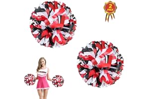 AUHOTA 2Pcs Plastique Cheerleading Pompons avec Poignée, Fleurs Majorette Cheerlead Pom Poms Girl pour des Sports À Votre santé Ballon Danse Fantaisie Robe Soirée(6pouce)