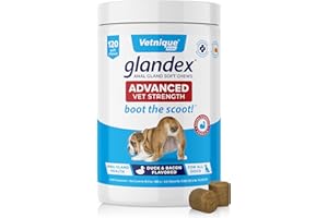 Vetnique Labs Glandex Advanced Strength Analsack Soft Kausnacks mit Ballaststoffen für Hunde, Verdauungsenzyme, Probiotika - Vom Tierarzt empfohlen Vegetarische Ente & Speck… (120ct Chew)