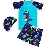 PAEHUIMT Costume da Bagno Bambino e Pantaloncini da Bagno - Set da Nuoto con Protezione UV Dinosauro