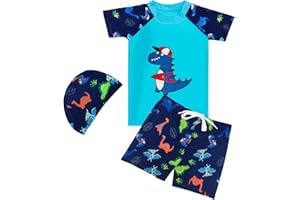 PAEHUIMT Costume da Bagno Bambino e Pantaloncini da bagno - Set da nuoto con protezione UV Dinosauro