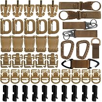15 Accesorios MOLLE Tácticos | Clips De Nailon, Portabotellas, Llavero, Soporte Para Guantes Y Cinturón | Sistema De Gancho Y Bucle