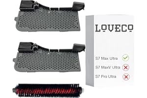 LOVECO 2 Filtro de Agua y 1 Cepillo de Limpieza Repuestos Compatible con Roborock S7 Max Ultra Mopa Estación de Lavado de Coches (Sólo para S7 Max Ultra, no para todos los demás modelos)