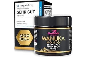 ‎POWERFABRIK EINFACH NATÜRLICH Manuka Honey | MGO 800+ | 250g | The Original from New Zealand with Proof of Origin | Analyzed & Certified | Premium Quality 100% Natural | PowerFabrik