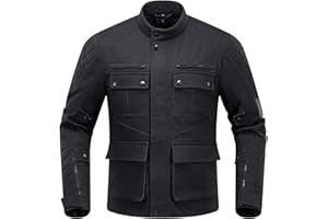 RIDEIRON Giacca Moto Uomo Invernale Armatura CE Fodera Rimovibile Giacca Protettiva Vintage Casual da Motociclista Nero