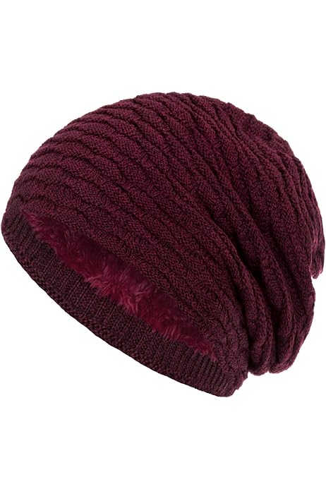 Gorro Punto Grueso Reversible Gorro De Punto Huakunda Para Mujer - Boina De Invierno Con Forro Suave Y Visera Gorro Abrigo Acrílico