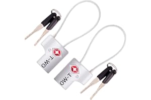 OW-Travel Candado de Cable con Llave TSA, Cable Acero Plastificado. Candado para Taquilla. Candados para mochilas y maletas. Candado Taquilla Gimnasio. TSA Candado Seguridad cable con Llaves Plata 2