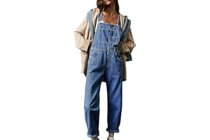 Vanchenl Damen Casual Denim Jean Overalls Lose Verstellbare Träger Baggy Latzhose Bib Romper Jumpsuit Harem Hosen