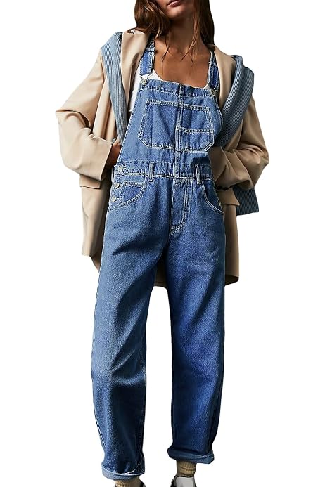 thumbnail image 2 of Utcoco Womens Cuffed Hem Denim Shortall Overalls Adjustable 2 of 12