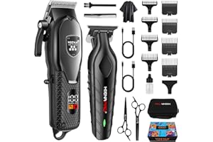 HIENA PRO Set Tagliacapelli Uomo Professionale, Macchinetta Per Tagliare i Capelli Con Cordless, Taglia Barba e Capelli Uomo, Macchina Per Capelli Con LED Display