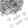 CHEERYMAGIC Wedding Confetti,15g Just Married Confetti Throwing Dinner Table Confetti Scatter Wedding Table Decoration for Bridal Showers Engagement Birthday Party Decor A4-JHXZ (Silver)