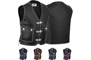 German Wear Leder Motorrad Kutte Karabiner Lederweste Bikerweste Motorradweste geflochten