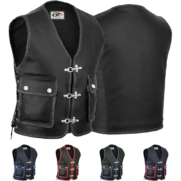 BOSmoto Lederweste Biker - Echtleder 1,2mm Rocker Style Schwarz