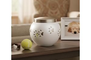 eSplanade Urna de cremación de Mascotas Urnas conmemorativas Contenedor Frasco para recipientes | Urna De Latón | Urna de Metal | Urna de entierro | Recuerdo conmemorativo (Blanco 30 lbs)