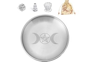BEYLAB Triple Goddess - Porta incenso 5 in 1, in ottone, con custodia, ciotola di incenso da 14 cm, per qualsiasi bastoncino di incenso, porta Palo Santo, salvia bianca, coni - Set argento