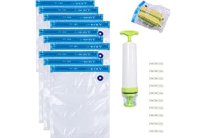 TAIPINTEE Sacchetti Sottovuoto, 10 Pezzi Sacca di Compressione Con Pompa Vuoto, Riutilizzabile Sigilla Sacchetti, Per Filamento per Stampante 3D, Protegge Filamento Da Umidità (30x34cm) (Plastica)