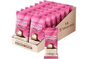 Mallow & Marsh Ultimate S’more Bar - Toasted Vanilla, Milk Chocolate Covered Marshmallow with Biscuit Base (14 x 42g)