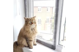 Flat Cats window screens - Standard Screens - Selection of sizes (60cm x 105cm, Grey Mesh/White Fixings)