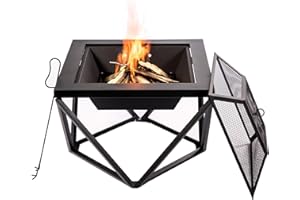 PEAKTOP Teamson Home Jardin Brasero à Bois, Foyer pour Extérieur avec Couvercle