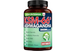 LONDON LIFE SCIENCES KSM-66 Ashwagandha 2000mg Organic and with Shilajit Root Extract Vegan Higher Bioavailability, Non-GMO