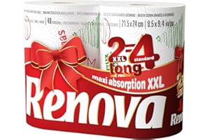 Renova XXL 2 Rolls | 2 Rolls XXL= 4 Standard | 2 Ply blanc - modèles aléatoire (L'emballage de l'article peut varier)