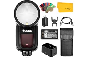 Godox V1-F Flash Speedlight tondo 1/8000 HSS 76Ws GN92 2.4G TTL e 2600mAh Lithimu Battery per Fuji X-Pro2/X-T20/X-T2/X-T1/X-Pro1/X-T10/X-E1/X-A3/X100F/X100T Camera (V1-F)