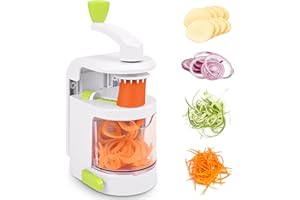 Dreamhigh® Spiralizzatore di Verdure, 4 In 1 Taglia Zucchine Spaghetti con Contenitore di Raccolta, Senza BPA, Spaghetti di Zucchine Attrezzo per zucchine, Cetriolo, Patate, Cipolla