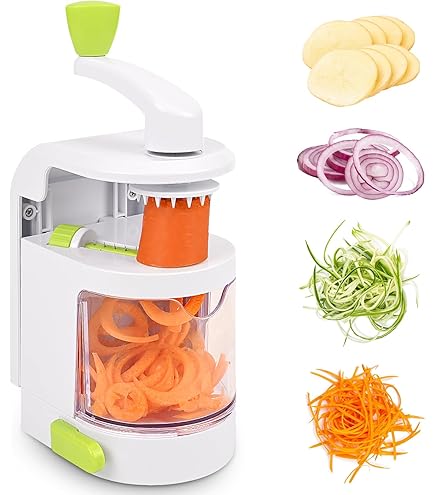 Spiralizer Cuisine Saine Spiraliseur Manuel Légumes - Pour Spaghettis Végétaux - Carotte, Courgette, Concombre - Vert - Facile à Nettoyer Spirale Courgette