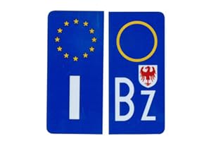 VENDOTUTTONLINE ADESIVI PER TARGA AUTO EUROPEA BLU CON SIMBOLO BOLZANO - RIFRANGENTE
