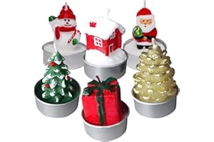 TTRWIN 6er Weihnachtskerzen Geschenkset, Teelichter Teelicht Weihnachtskugel, Weihnachtsmann, Schneemann, Tannenzapfen, Weihnachtshütte, Geschenk, Deko Geschenk für Weihnachtsessen