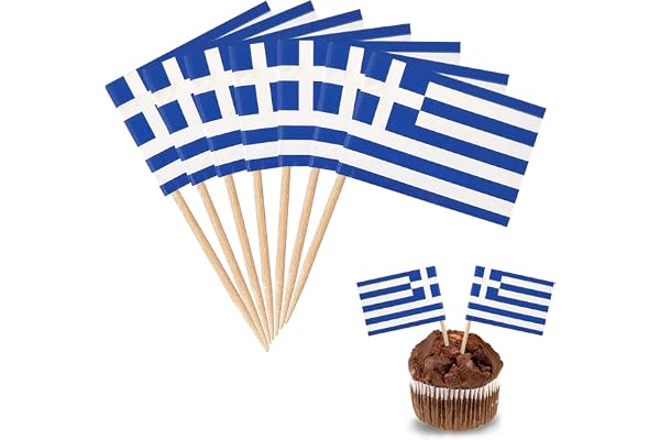 YXHZVON 100 Pièces Drapeaux Grèce Cure-Dents, Mini Bâton de Cocktail Drapeau pour Sandwich Nourriture Cupcake Toppers Vaisselle Fruits Pub Fête Décoration