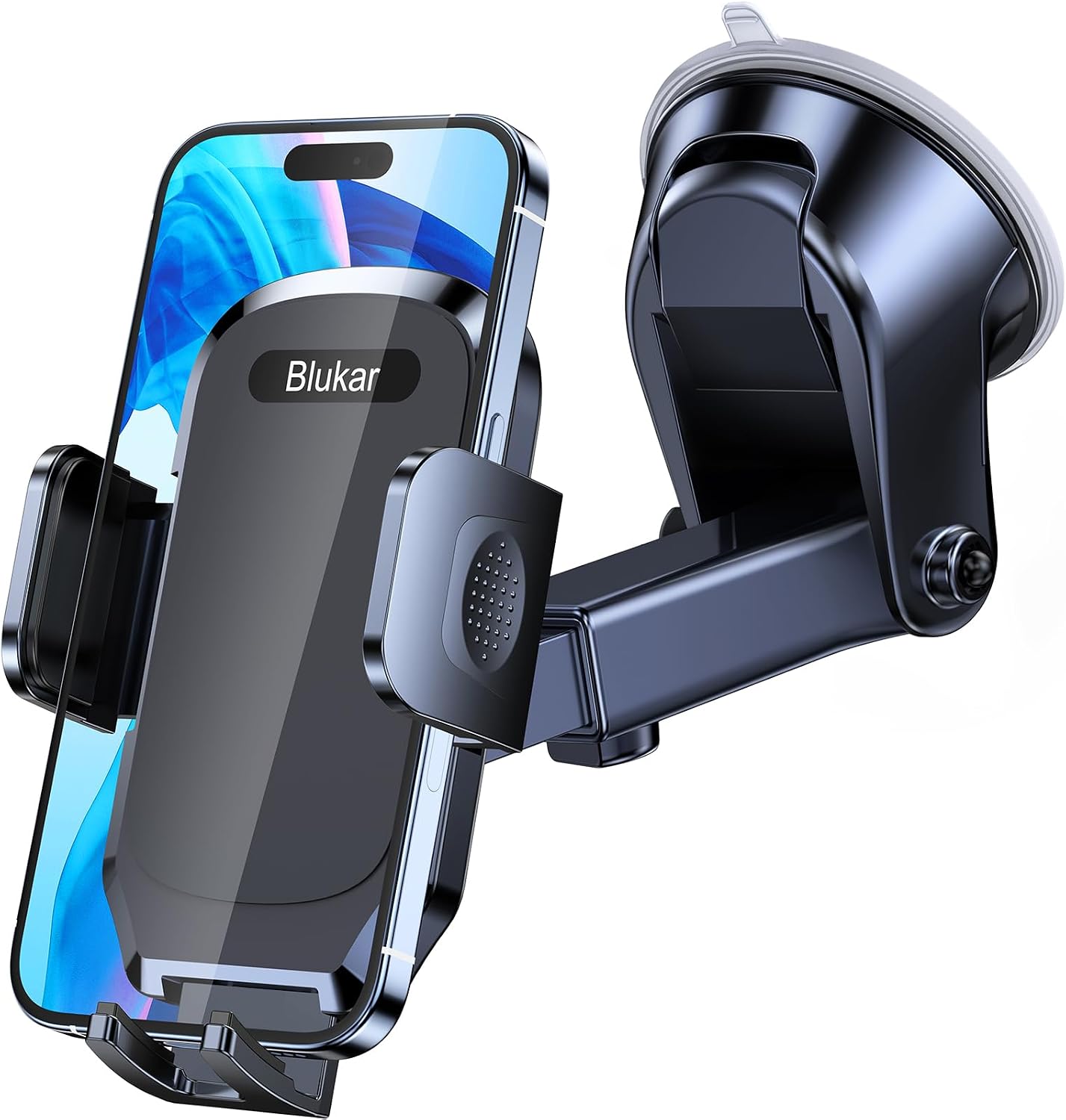 Blukar Car Phone Holder, Adjustable Car Phone Mount Cradle 360° Rotation - Upgraded Strong Sticky Gel Pad for Dashboard/Windscreen - One Button Release Mobile Accessories for All 4.0''-6.7'' Phones