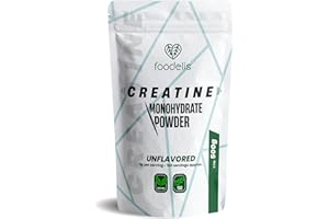 FOODELIS Creatina monohidratada en polvo micronizada 500g / 166 dosis - Pura sin aditivos - Sin sabor - Incluye dosificador - Alta solubilidad - 100% creatina monohidrato micronizada