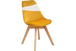 ATMOSPHERA CREATEUR D'INTERIEUR Silla Baya de Patchwork Amarillo Ocre, Patas de Haya