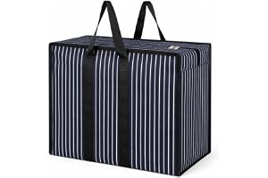 Extra Large Heavy Duty Canvas Storage Bag | Multipurpose Organizer Tote with Strong Handles | Reusable Travel, Clothes, Blanket & Shopping Bag, (Pack Of 1) (BLACK)