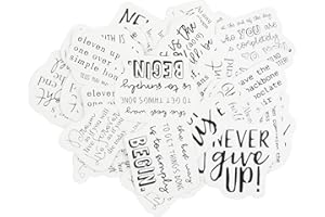 FOFUYIM 46Pcs Motivational Scrapbooking Stickers, Inspirational Quotes Stickers, Vinyl Retro Scrapbook Sticker, Famous Quotes Sticker for Photo Album, Memory Album, Scrapbook, Journal, Notebooks, Laptop