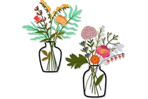 LUCCYLE Decorazioni murali in metallo multicolore 2 pezzi Decorazioni murali con fiori in metallo decorazioni rustiche per il soggiorno il bagno la camera da letto e la sala da pranzo - regali per la casa