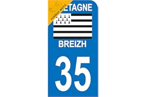 HADEXIA Autocollant Stickers Plaque immatriculation Scooter Moto département 35 Ille-et-Vilaine Logo Région Bretagne Breizh Symbol