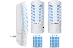 VEYOFLY Piège à Mouche, Piege Moustique, Attrape Mouche, Piege Moustique Interieur, Maison Plus Sûre, Moucherons, Mites, Lumière Anti-Insectes à Brancher (2 Appareils + 6 Cartes de Colle)
