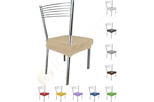 Home Tresor - Cuscino Sedia Con Fascia Elastica Sfoderabile e Lavabile, Fodera Copriseduta Imbottita senza Schienale Made in Italy in Set (Nocciola, 4)