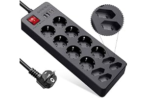 Grenuttag med USB C,12-vägs Grenkontakt med Överspänningsskydd